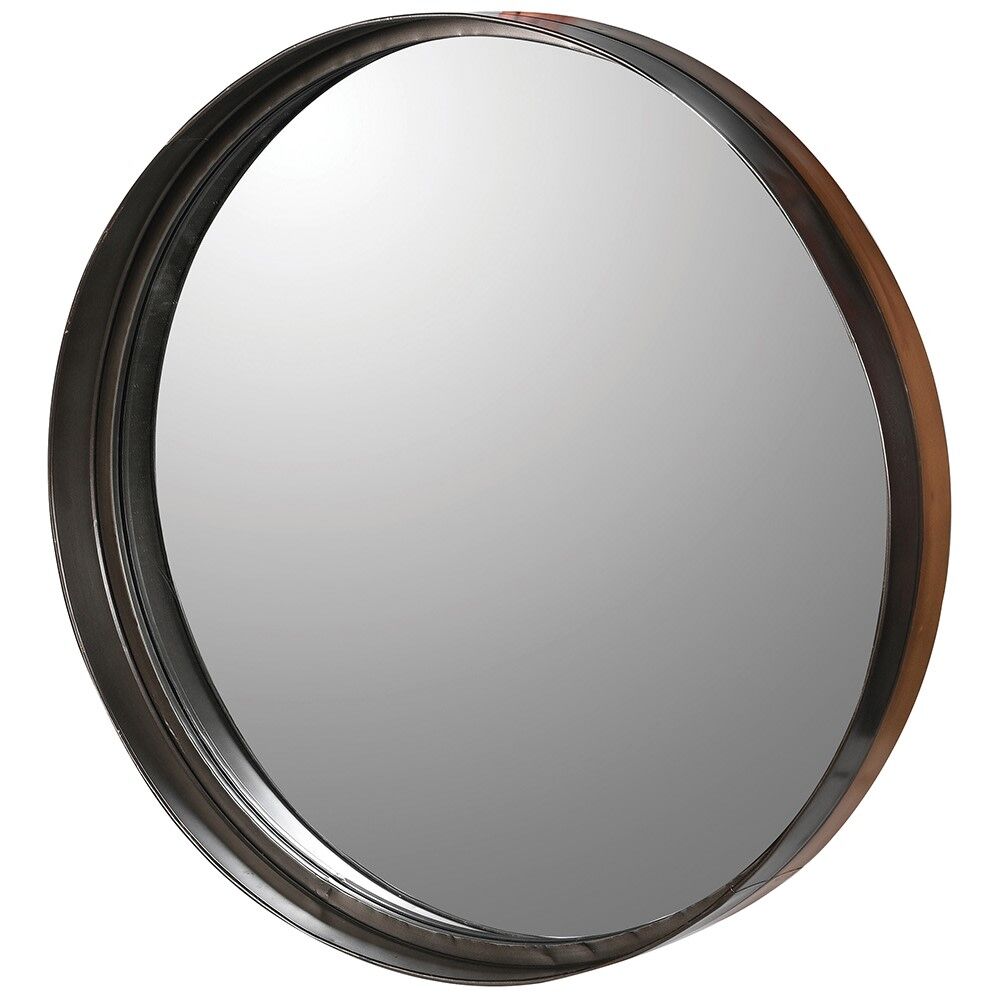 Round Copper and Black Wall Mirror 80cm x 80cm Material: Metal, Glass
