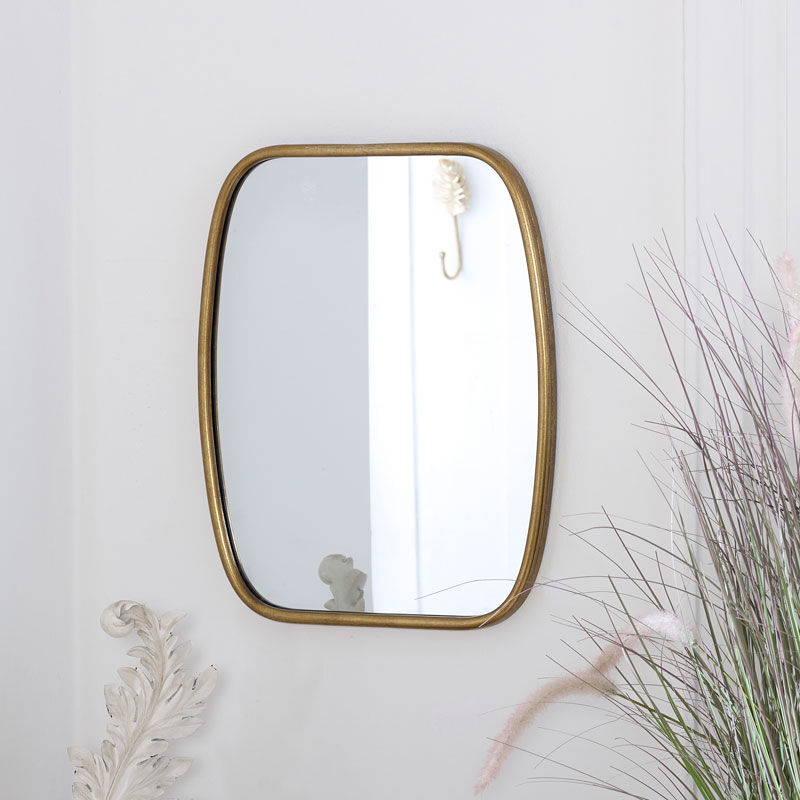 Rustic Gold Framed Mirror 40cm x 48.5cm Material: Metal, Glass