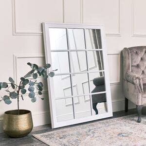 Large Matte White Window Mirror 130cm x 95cm Material: Wood, resin, glass