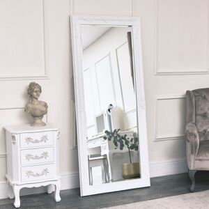 Large Ornate White Wall/Leaner Mirror 176cm x 76cm Material: Wood, resin, glass