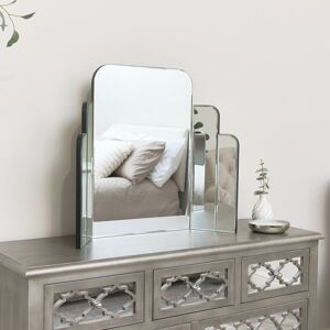 Art Deco Triple Dressing Table Mirror - 80cm x 61cm Material: Glass, metal