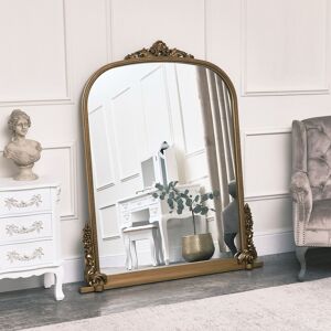 Large Arch Antique Gold Ornate Overmantle Mirror - 152cm x 128cm Material: Wood, resin and glass