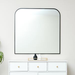 Large Black Curved Square Arched Overmantle Mirror 100cm x 100cm Material: wood, metal, glass