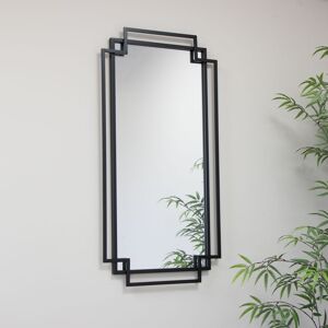Black Matt Wall Mirror 94cm x 48cm Material: Metal / Glass