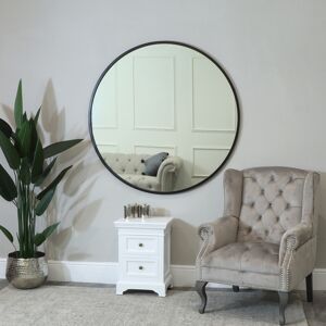 Extra Large Round Black Wall Mirror 120cm x 120cm (1.2 M x 1.2 M) Material: Metal / Glass