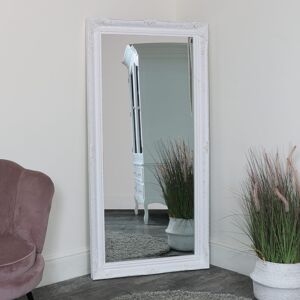 Extra Large Ornate Wall/Floor White Mirror 158cm x 78cm Material: Resin / Wood / Glass