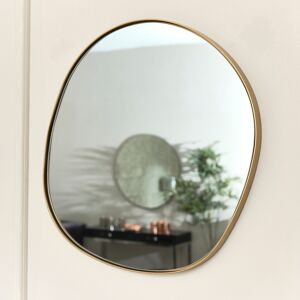 Gold Asymmetrical Round Wall Mirror 50cm x 50cm Material: Metal, wood, glass