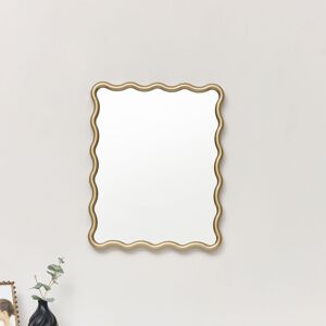 Gold Wave Framed Wall Mirror 50cm x 40cm Material: Wood, glass, resin