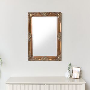 Large Antique Gold Ornate Rectangle Wall Mirror 81cm x 55cm Material: Wood, resin, glass