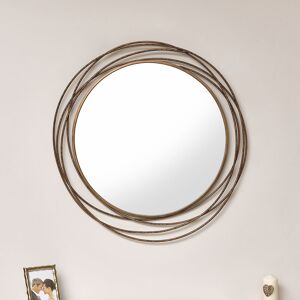 Large Antique Gold Swirl Wall Mirror - 88cm x 85cm Material: Metal, Glass
