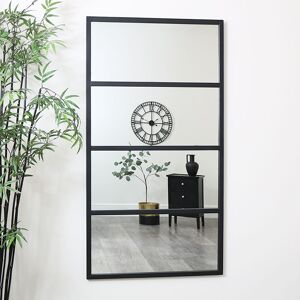 Large Black 4 Panel Window Mirror Material: Metal, glass