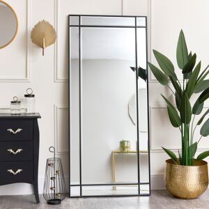Large Black Framed Wall / Leaner Mirror 80cm x 180cm Material: Wood, metal and glass