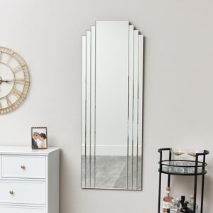 Large Frameless Art Deco Wall Mirror 52cm x 142cm Material: Wood, metal, glass