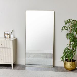 Large Gold Curved Framed Wall / Leaner Mirror 160cm x 80cm Material: Metal, glass, wood, resin