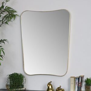 Large Gold Curved Wall Mirror 59cm x 77cm Material: Glass, Metal
