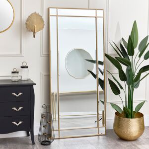 Large Gold Framed Art Deco Wall / Leaner Mirror 80cm x 180cm Material: Wood, metal, glass