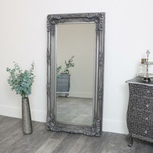 Large Ornate Silver Wall / Floor Mirror 78cm x 158cm Material: Wood / Resin / Glass