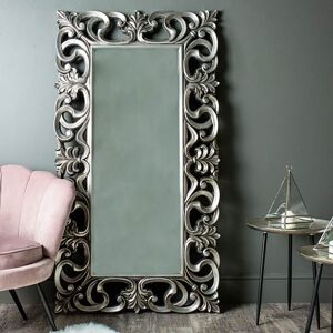 Large Baroque-style Silver Wall / Floor Mirror 90cm x 168cm Material: Resin / Wood / Glass