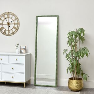 Large Rectangle Olive Green Bobbin Bobble Wall Mirror 168cm x 54cm Material: Wood, glass, metal