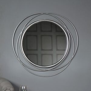 Large Round Antique Silver Swirl Mirror 80cm x 80cm Material: Metal / Glass