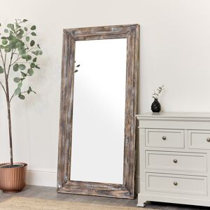 Large Rustic Wooden Wall/Leaner Mirror 158cm x 78cm Material: Wood, glass