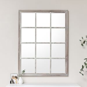 Large Rustic Wooden Window Wall Mirror 120cm x 90cm Material: wood, glass