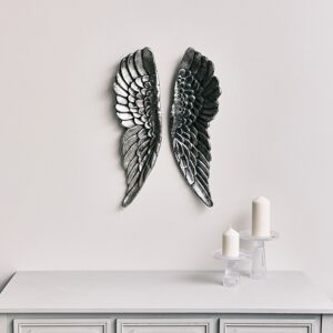 Large Silver Wall Mounted Angel Wings Material: Metal