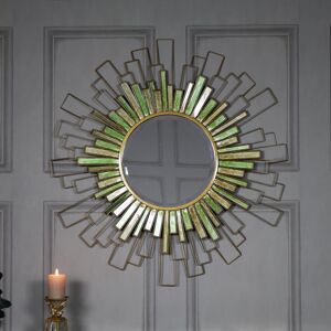 Large Sunburst Bevelled Wall Mirror 90cm x 90cm Material: Metal / Enamel / Glass