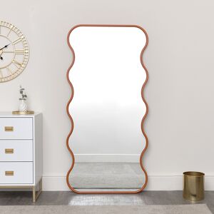Orange Full Length Wave Mirror - 163cm x 80cm Material: Wood, Glass, Metal
