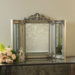 Ornate Silver Dressing Table Triple Mirror Material: Resin