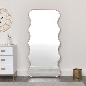 Pink Full Length Wave Mirror - 163cm x 80cm Material: Wood, Glass, Metal