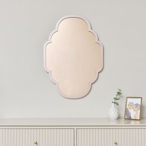 Rose Gold Curved Scalloped Framed Wall Mirror 70cm x 50cm Material: Wood, metal, glass