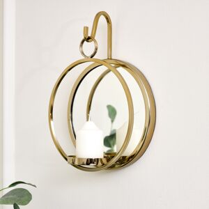 Round Gold Mirrored Wall Candle Sconce Material: Metal, Mirror Glass