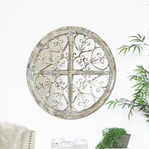 Round Rustic Ornate Mirror 72cm x 72cm Material: Wood, metal, glass