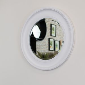 Round Vintage White Wall Mirror 60cm x 60cm Material: Wood, Glass