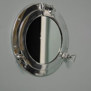 Silver Metal Porthole Mirror 28cm x 28cm Material: Metal