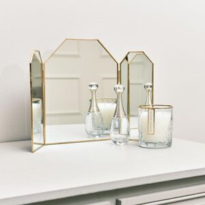 Small Gold Triple Dressing Table Mirror 41cm x 25.5cm Material: Metal, glass