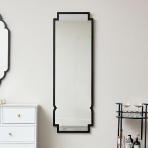 Tall Black Curved Framed Art Deco Wall Mirror 50cm x 150cm Material: Metal, wood, glass