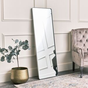 Tall Silver Thin Framed Wall / Floor / Leaner Mirror 47cm x 142cm Material: Wood, metal, glass
