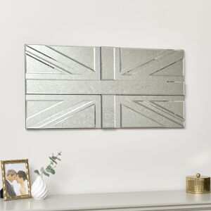 Union Jack Antique Glass Wall Mirror - 90cm x 45cm Material: Glass, Wood, Metal