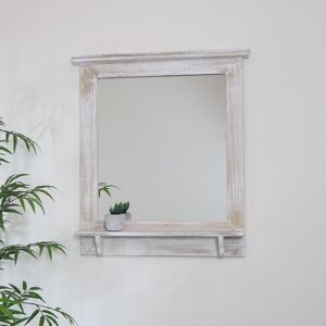 Washed Wooden Frame Wall Mirror 62cm x 70cm Material: Wood / Glass