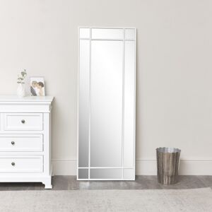 White Framed Art Deco Wall / Leaner Mirror 142 cm x 54 cm Material: Wood, metal, glass
