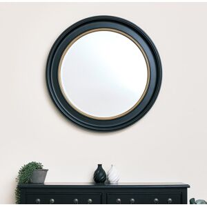 Large Round Black & Gold Wall Mirror - 80cm x 80cm Material: Mirrors