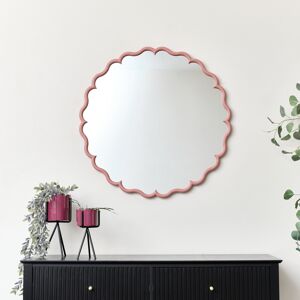 Dark Peach Scalloped Frame Round Wall Mirror - 80cm x 80cm Material: Mirrors Dark Peach Scalloped Frame Round Wall Mirror - 80cm x 80cm Material: Mirrors