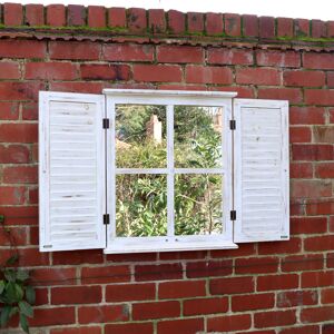 Distressed Ivory Shutter Style Garden Wall Mounted Mirror 60cm x 70cm Material: Garden Distressed Ivory Shutter Style Garden Wall Mounted Mirror 60cm x 70cm Material: Garden