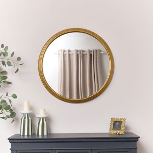 Large Gold Round Stepped Wall Mirror - 80cm x 80cm Material: New Products Large Gold Round Stepped Wall Mirror - 80cm x 80cm Material: New Products