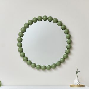 Large Round Olive Green Bobble Bobbin Wall Mirror 80cm x 80cm Material: Mirrors Large Round Olive Green Bobble Bobbin Wall Mirror 80cm x 80cm Material: Mirrors