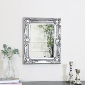 Ornate Silver Wall Mirror with Bevelled Glass 52cm x 42cm Material: Mirrors/Wall Mirrors Ornate Silver Wall Mirror with Bevelled Glass 52cm x 42cm Material: Mirrors/Wall Mirrors