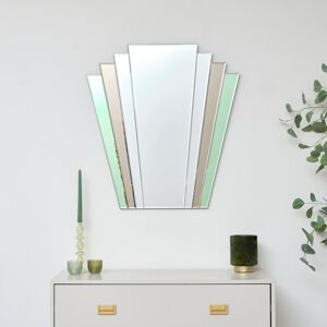 Green & Mocha Glass Art Deco Fan Wall Mirror 75cm x 68cm Material: Mirrors Green & Mocha Glass Art Deco Fan Wall Mirror 75cm x 68cm Material: Mirrors