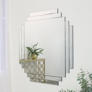 Art Deco Frameless Wall Mirror 85cm x 85cm Material: Wood, glass